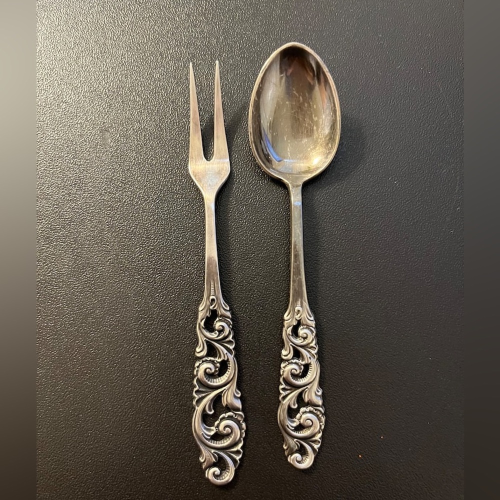 Norwegian Norway Mylius Brodrene 830s 'Tele' PICKLE FORK-5 3/4 & DEMITASSE Spoon